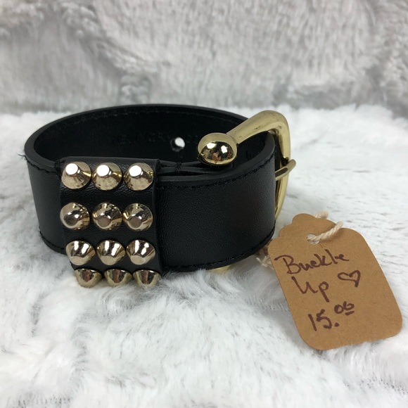 Buckle Up Boutique Leather Belt Spike Bracelet - Picture 5 of 5